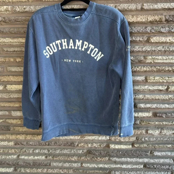 Breezin' Up Vintage SOUTHAMPTON Blue Distressed Sweatshirt Unisex - Picture 10 of 10